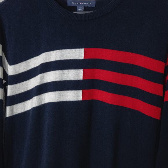 Tommy Hilfiger Women’s Sweater Y2K Coastal Preppy Navy Red White Stripe Size S - Picture 3 of 7